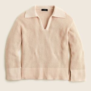J. Crew tan relaxed collared sweater sz sm